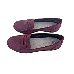 Clarks Cloudsteppers Penny Loafer Women’s Shoe 8.5M Slip On Preppy Burgundy